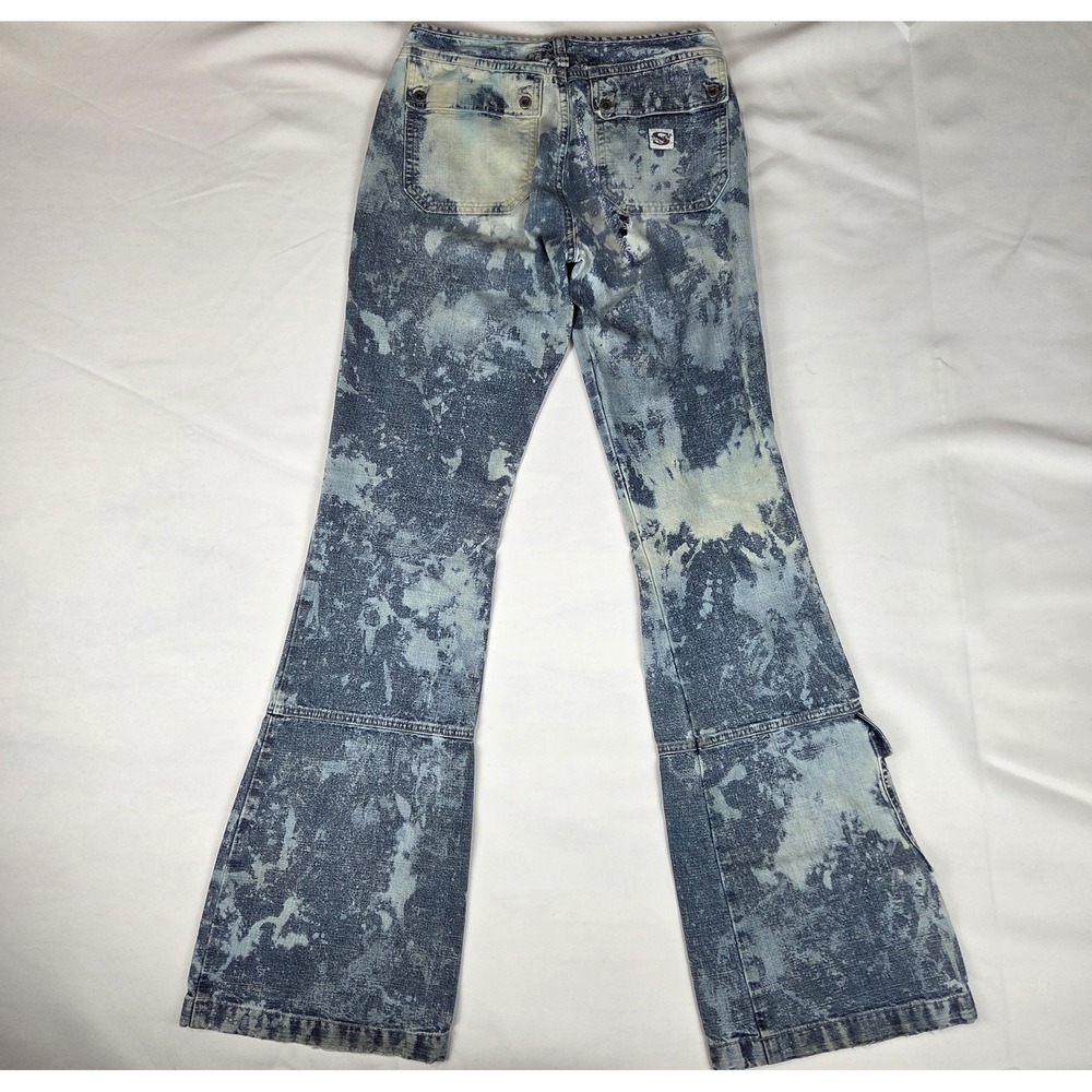 Silver Jeans Co Vintage Y2K Flare Leg Distressed Bleach Wash Cargo Jeans 29 - Picture 3 of 12